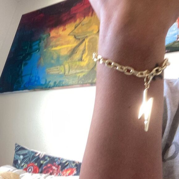 Lightning Bolt Chain Charm Bracelet Gold - Picture 4 of 5